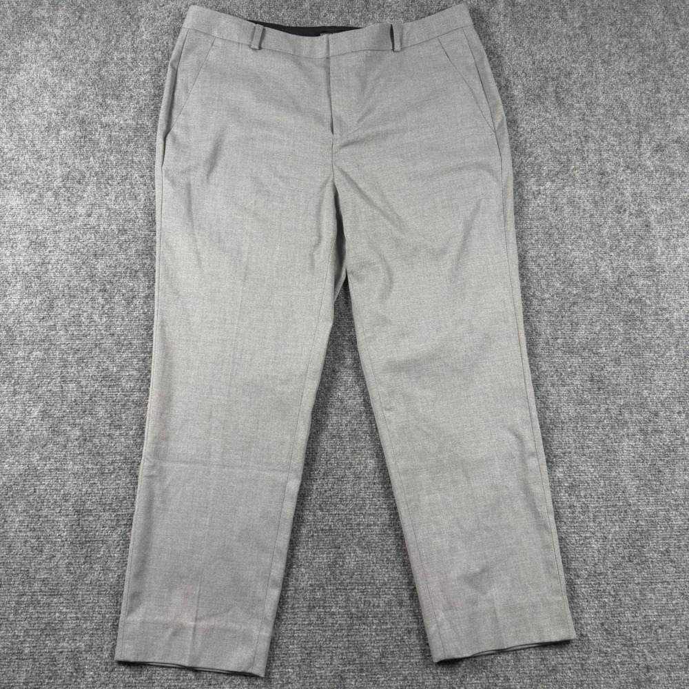 Banana Republic Avery Pants Women 14 Gray Mid Rise Ankle Straight Washable